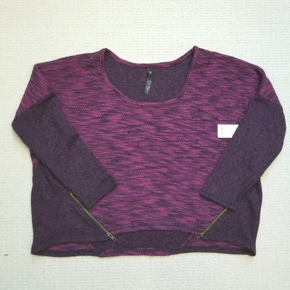 Jessica Simpson purple wide neck boxy fit sweater size XL